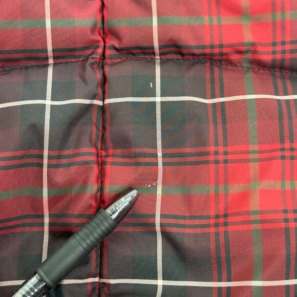 Eddie Bauer Red Tartan Plaid Premium Goose Down Puffer Vest Jacket Zip Womens XS - Picture 11 of 12